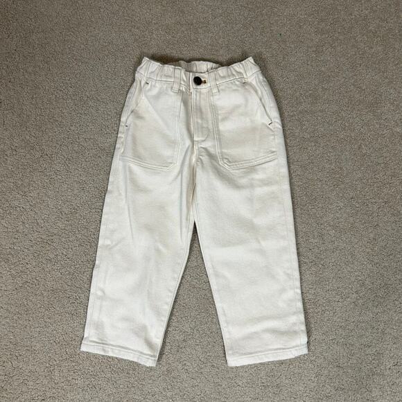NWT kids Crewcuts Denim Off White Pull On Straight Leg Jeans Size 4 - Picture 1 of 3